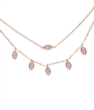 Alternative view of Fashion statement multi layer water drop cz pendant chain hollow square shape necklace choker collar jewelry