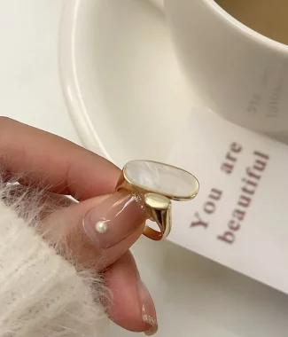 Trendy Shell Geometry Rings For Women Simple Vintage Gold Color Elegant Wedding Party Jewelry Accessories Gifts Whosesase