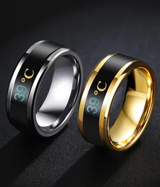 Titanium Steel Temperature Couple Ring Mood Emotion Feeling Intelligent Sensitive Rings for Men Women Multifunction Jewelry Gift
