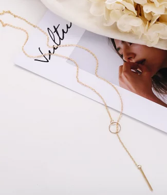 Alternative view of Vintage Punk Metal Necklace Simple Snake Chain Charm Ball Chain Party Wedding Gift Women's Exquisite Jewelry Gift Daily Wear