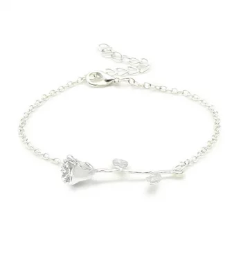 Alternative view of Rose Flower Charm Bracelet for Women Girl Fashion Red Silver Color Bracelets On Hand Pulseras Mujer Wedding Bridal Jewelry 2024